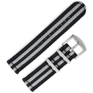 Nylonový řemínek Sports proužky, černo-šedý - 20 mm
