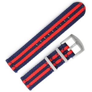 Nylonový řemínek Sports proužky, modro-červený - 20 mm