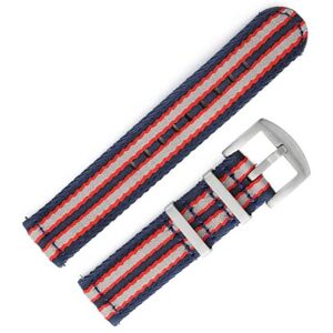 Nylonový řemínek Sports proužky, modrá-červená-šedá - 22 mm