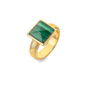 Hot Diamonds Pozlacený prsten s malachitem a diamantem Jac Jossa Hope DR248 56 mm