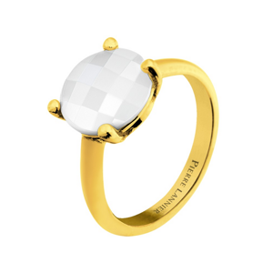 Pierre Lannier Pozlacený prsten s bílým achátem Multiples BJ06A321 56 mm