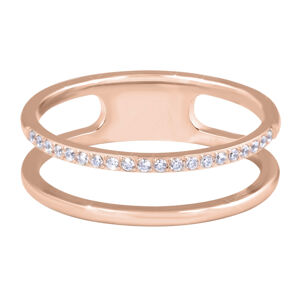 Troli Dvojitý minimalistický prsten z oceli Rose Gold 57 mm