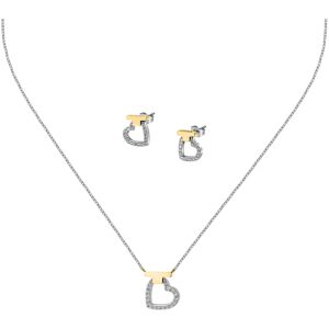 Trussardi Ocelový set bicolor šperků se zirkony T-Logo TJAXC51 (náhrdelník, náušnice)