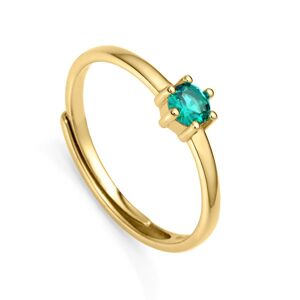 Viceroy Půvabný pozlacený prsten se zeleným zirkonem Clasica 9115A01 53 mm